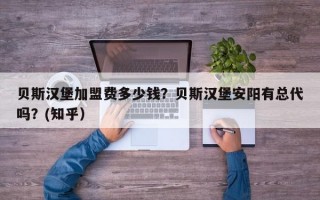 贝斯汉堡加盟费多少钱？贝斯汉堡安阳有总代吗？(知乎）